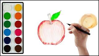 apple drawing, painting, Magic fingers art, how to draw, drawing tutorial, kids Learning