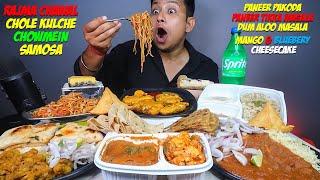 Rajma Chawal, Chowmein, Samosa, Chole Kulche, Paneer Pakoda, Paneer Tikka & Cheesecake | Mukbang