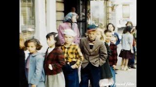 Vintage 1940s children in line mystery home movie clip school kids kid's clothes clothing fashion