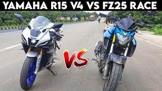 Yamaha FZ 25 vs R15 V4 | Drag Race |155cc vs 250cc| Shocking results !!!