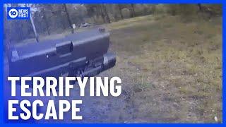 Shocking Bodycam Footage Of Cop's Miracle Escape | 10 News First