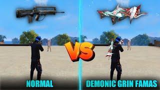 FREE FIRE NEW DEMONIC GRIN FAMAS DAMAGE ABILITY TEST | BEST FAMAS SKIN IN FREE FIRE