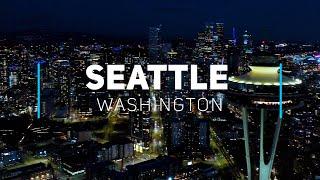 Seattle by night, Washington | 4K drone footage