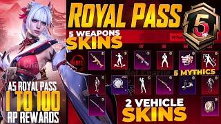 Finally A5 Royal Pass 1 To 100 Rp Rewards | 50 Rp Upgraded Weapon | 2 Vehicles Skins | Pubg Mobile