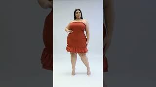 Plus size models lifestyle curvy woman in Lila's babe short dress.plus size women Fashion beauty.