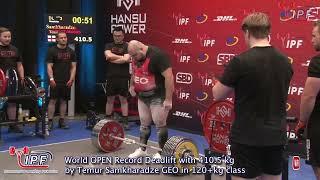 World OPEN Record Deadlift with 410.5 kg by Temur Samkharadze GEO in 120+kg class