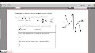 Finding the maximum or minimum of a quadratic function