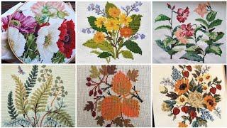 New Beautiful Flower Cross Stitch Embroidery Pattern Ideas For Everything || Fareeha Creation