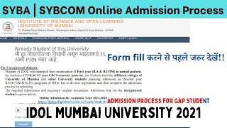 IDOL Online Admission Process 2021-22 | SYBCOM | SYBA | IDOL Mumbai University 2021