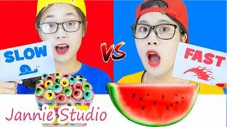 ASMR Fast VS Slow Food Challenge 슬로우 푸드 챌린지로 단식 Jannie Studio 재니