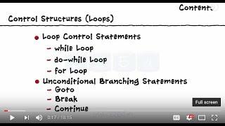 Control Structures -  while loop - do-while loop - for loop - Goto - break - continue statements