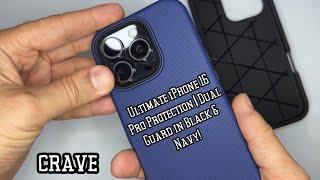 Protect Your iPhone 16 Pro | Crave Dual Guard Case (Black & Navy) | Shockproof & MagSafe Compatible