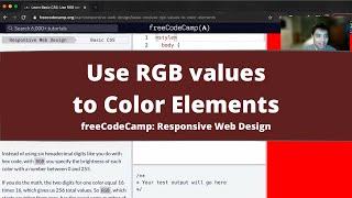 Use RGB values to Color Elements (Basic CSS) freeCodeCamp tutorial