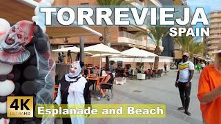 Torrevieja - Esplanade and Beach, Halloween, Spain | Costa Blanca - Walking tour [4k 60 fps]