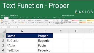 Excel - Text Function - Proper