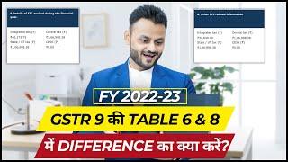 Reason for Difference in Table 6 & Table 8 of GSTR 9 and impact on GSTR 9C ft @FinancewithVivek9213