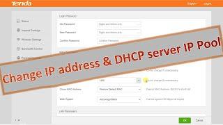 Tenda N301 / N300 Router Change Default IP Address & DHCP Server IP Pool