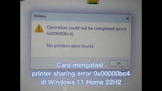 Error Printer Sharing 0x00000bc4 di Windows 11 Home 22H2