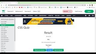 css quiz on W3school