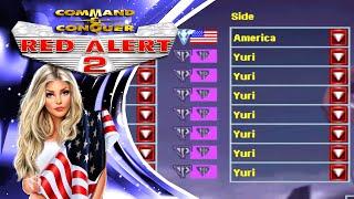 Red Alert 2 | USA vs 7 Brutal Yuris + Superweapons