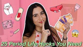 25 Period Life Hacks Every Girl NEEDS to Know (will change your life!) | Just Sharon