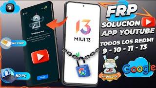 FRP MIUI 13 Error Actualizar App de YouTube Para Todos los Redmi Note - Última Seguridad Google 2024