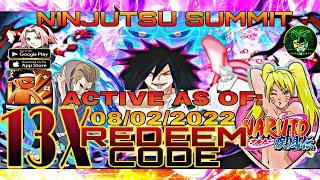 Ninjutsu Summit/Arrival Of Kage Active As of: 13X Redeem Code  Including New Code Redeem for August