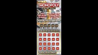 $20 - MONOPOLY - NEWER TICKET! BIG WIN! FLORIDA Lottery Bengal Scratch Off instant ticket!  BIG WIN!