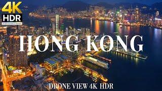 Hong Kong 4K drone view  Flying Over Hong Kong | Relaxation film with calming music - 4k HDR