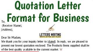 How to Write Quotation Letter Format for Business in English | Letters Writing