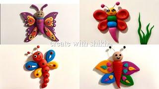 ️ Clay with me -how to make colourful cute butterfly/  model craft tutorial collection easy