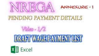 DRAFT WAGE PAYMENT LIST ANNEXURE I || NREGA PENDING WAGE ALL IN ONE