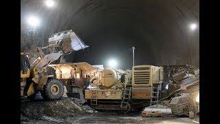 Split Lokotrack crushes rocks deep down in the Semmering Base Tunnel, Austria