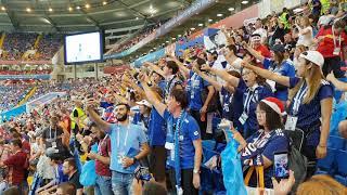 Japan fans singing Russian song "Katyusha" at the stadium