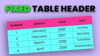 Pure CSS Fixed Table Header |Sticky Header on Scroll