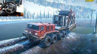 SnowRunner - Hauling Oversize Coil Tubing Trailer With Zikz 605R | Logitech G29 Gameplay | #731