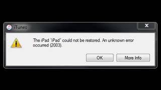 The iPad "iPad" coul not be restored. An unknown error occurred (2003)