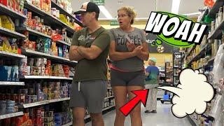 The Pooter - Farts at Walmart - Woman jumps so hard LOL!!