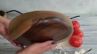 Глубокая деревянная тарелка   салатник