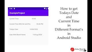 How to get Current Date and Time in Different Formats in Android studio latest