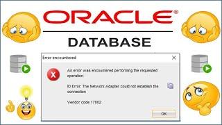 Oracle Database IO Error: Network Adapter could not establish the connection Vendor code 17002