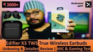 Edifier X3 TWS True Wireless Earbuds,aptX,cVc 8.0 | Detailed Review,Unboxing,MIC & Gaming Test