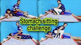  Stomach sitting challenge  husband vs wife// request video#sanchitarporibar