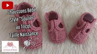 Chaussons Bébé Style Souliers au Tricot Taille Naissance