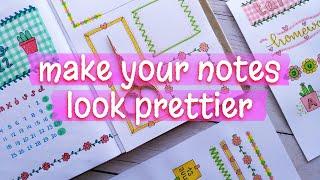 WAYS TO MAKE PRETTY NOTES  TITLES, DATE WRITING IDEAS and BORDER DESIGN for PROJECT