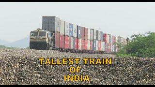India's Tallest Train Again !! Gigantic Double Stack Container Train with WDG4 : Indian Railways