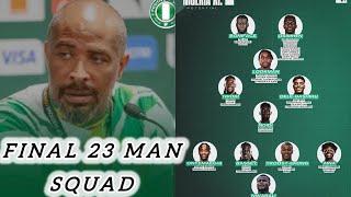 Super Eagles Coach Eric Chelle Set to Unveil 23-Man Final Squad for World Cup Qualifiers