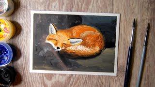 как нарисовать лисичку гуашью