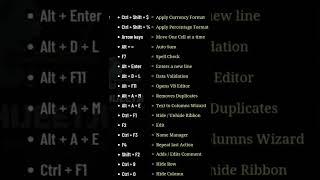 MOST IMPORTANT EXCEL SHORT CUT KEYS