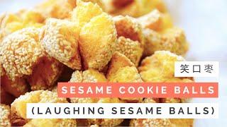 Sesame Cookie Balls Recipe (笑口枣 Laughing Sesame Balls) | Huang Kitchen